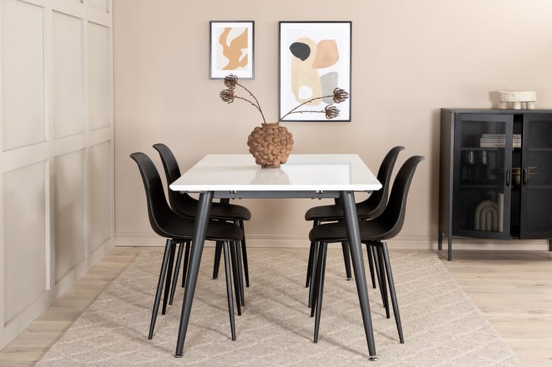 Jimms Förlängningsbar Matgrupp 150 cm inkl 4 Pontus Stolar - Vit/Svart - Möbler - Matplats - Matgrupp & matbord med stolar