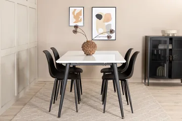 Jimms Förlängningsbar Matgrupp 150 cm inkl 4 Pontus Stolar - Vit/Svart - Möbler - Matplats - Matgrupp & matbord med stolar