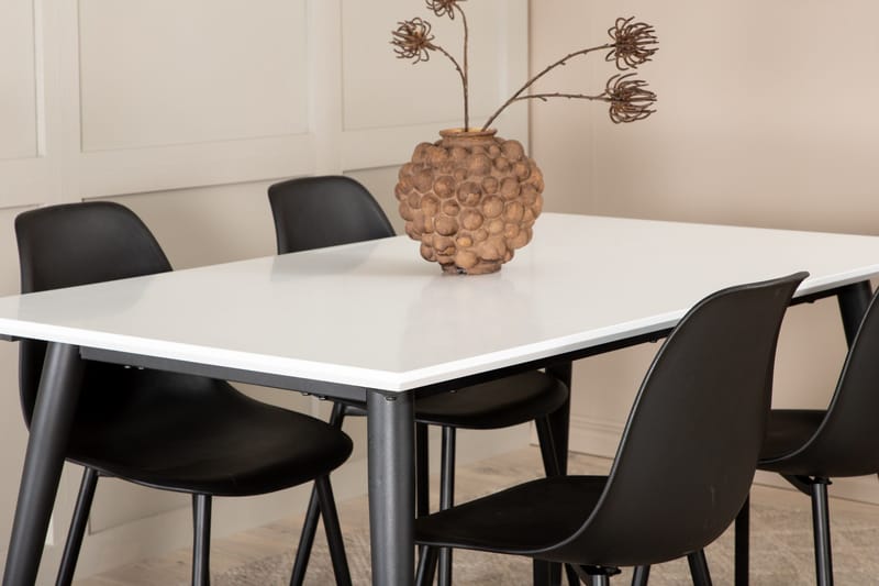 Jimms Förlängningsbar Matgrupp 150 cm inkl 4 Pontus Stolar - Vit/Svart - Möbler - Matplats - Matgrupp & matbord med stolar