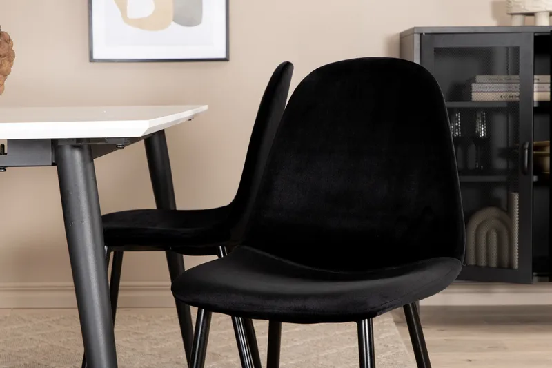 Jimms Förlängningsbar Matgrupp 150 cm inkl 4 Pontus Stolar - Vit/Svart - Möbler - Matplats - Matgrupp & matbord med stolar