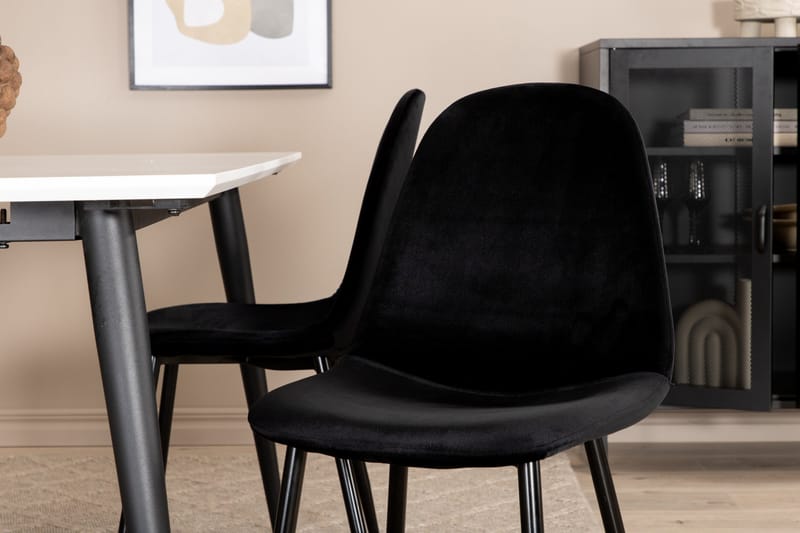 Jimms Förlängningsbar Matgrupp 150 cm inkl 4 Pontus Stolar - Vit/Svart - Möbler - Matplats - Matgrupp & matbord med stolar