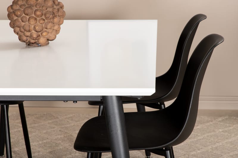 Jimms Förlängningsbar Matgrupp 150 cm inkl 4 Pontus Stolar - Vit/Svart - Möbler - Matplats - Matgrupp & matbord med stolar