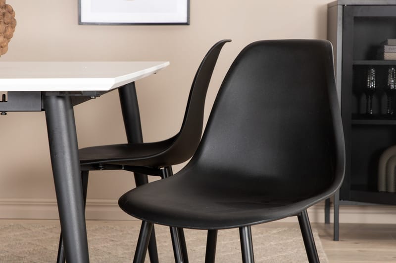 Jimms Förlängningsbar Matgrupp 150 cm inkl 4 Pontus Stolar - Vit/Svart - Möbler - Matplats - Matgrupp & matbord med stolar