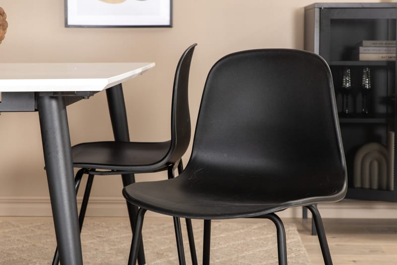 Jimms Förlängningsbar Matgrupp 150cm inkl 4 Kullersbro Stol - Vit/Svart - Möbler - Matplats - Matgrupp & matbord med stolar