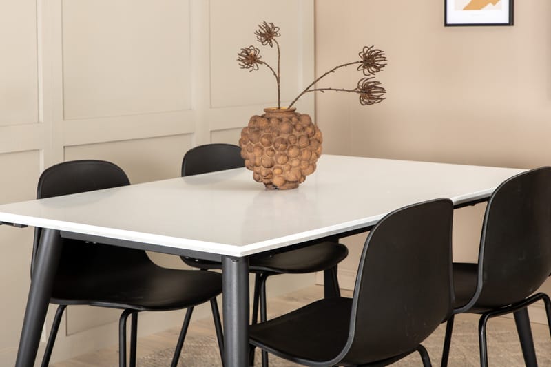 Jimms Förlängningsbar Matgrupp 150cm inkl 4 Kullersbro Stol - Vit/Svart - Möbler - Matplats - Matgrupp & matbord med stolar