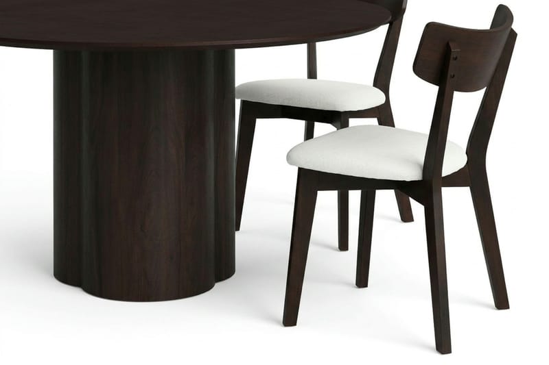 Juno Matgrupp 150 cm runt i Rökt Ek med 6 Amelia Matstolar med Dyna - Rökt Ek/Beige - Möbler - Matplats - Matgrupp & matbord med stolar