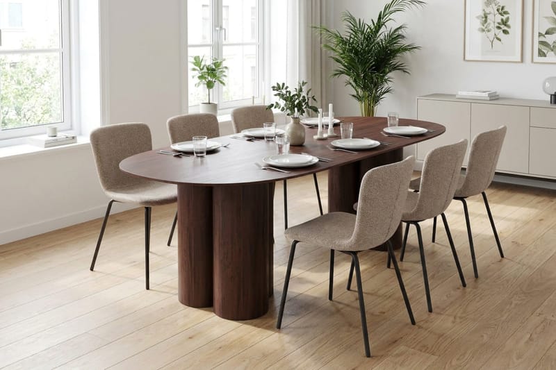Juno Matgrupp rektangulärt 220 cm Valnöt med 6 Katy Matstolar - Valnöt - Möbler - Matplats - Matgrupp & matbord med stolar