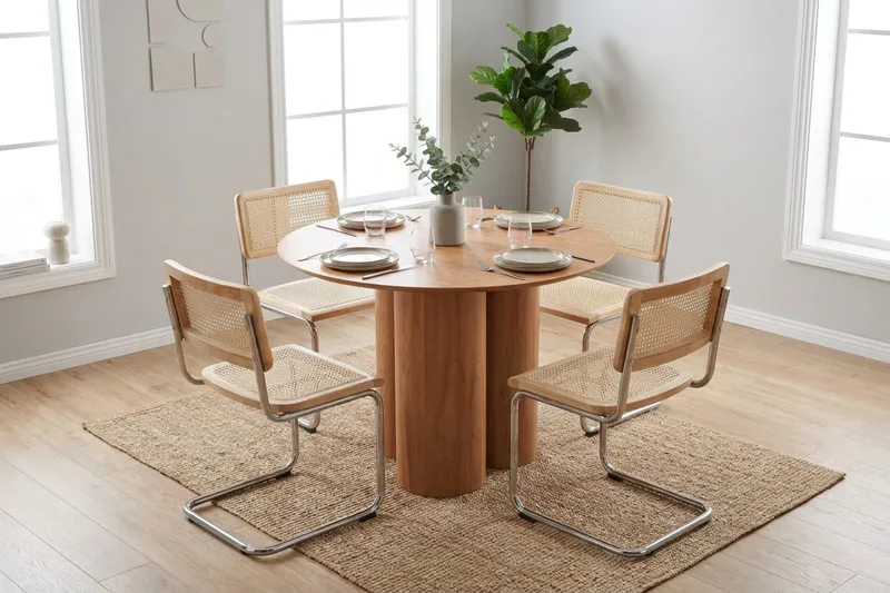 Juno Matgrupp runt 110 cm Ek med 4 Build Matstolar - Ek - Möbler - Matplats - Matgrupp & matbord med stolar