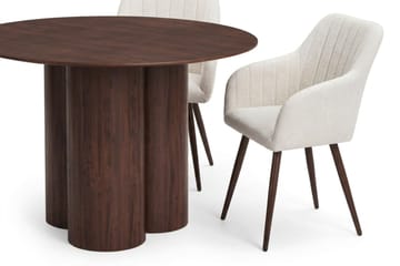 Juno Matgrupp runt 110 cm Valnöt med 4 Filippa Matstolar - Valnöt - Möbler - Matplats - Matgrupp & matbord med stolar