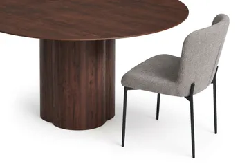 Juno Matgrupp runt 150 cm Valnöt med 6 Elsie Matstolar - Valnöt/Ljusgrå - Möbler - Matplats - Matgrupp & matbord med stolar
