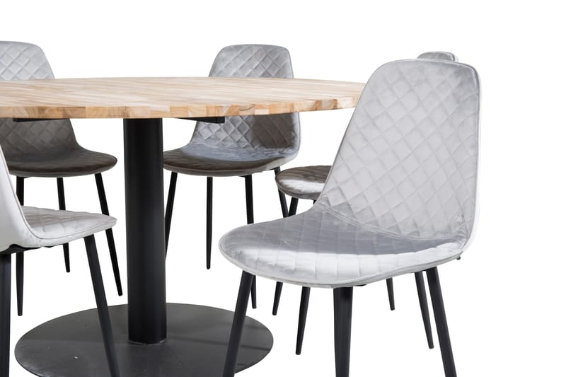 Kimberlee Matgrupp 140 cm Rund inkl 6 Ypas Stolar - Teak/Svart/Grå - Möbler - Matplats - Matgrupp & matbord med stolar