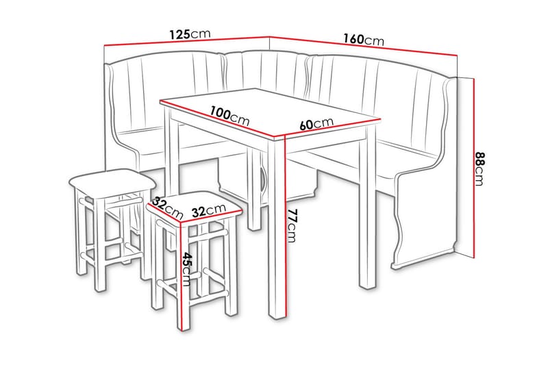 KLEBE Matgrupp Alträ - Trä/Svart - Möbler - Matplats - Matgrupp & matbord med stolar