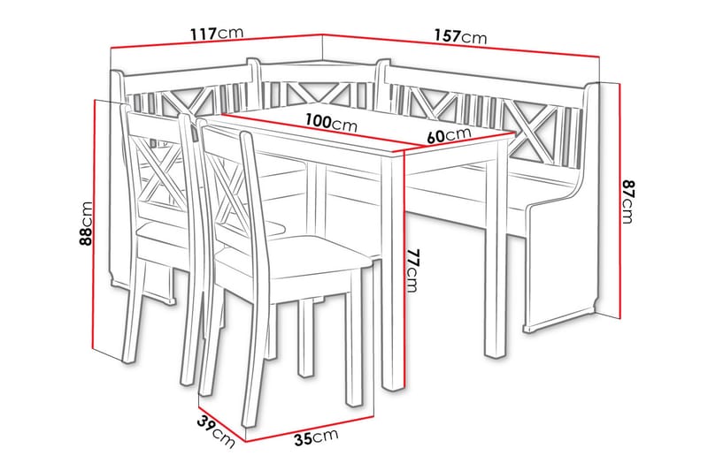 KLEBE Matgrupp Vit/Svart - Vit/Svart - Matgrupp & matbord med stolar