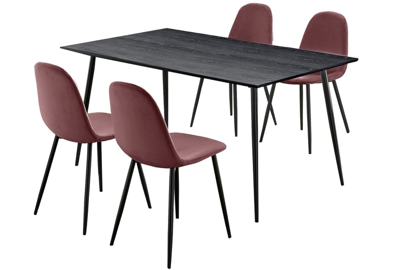 KOOTENAI Matgrupp 160 cm Rosa/Svart - Möbler - Matplats - Matgrupp & matbord med stolar