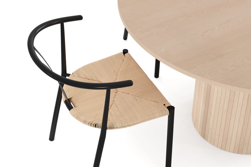 Kopparbo Bord 130 cm Rund Beige + 4 ELYSIA Stolar Svart - Möbler - Matplats - Matgrupp & matbord med stolar