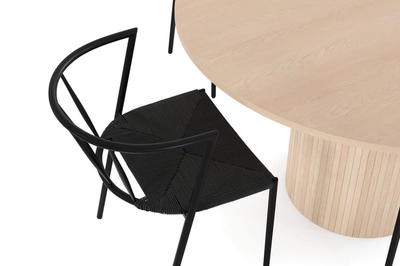 Kopparbo Bord 130 cm Rund Beige + 4 EWALD Stolar Svart - Möbler - Matplats - Matgrupp & matbord med stolar
