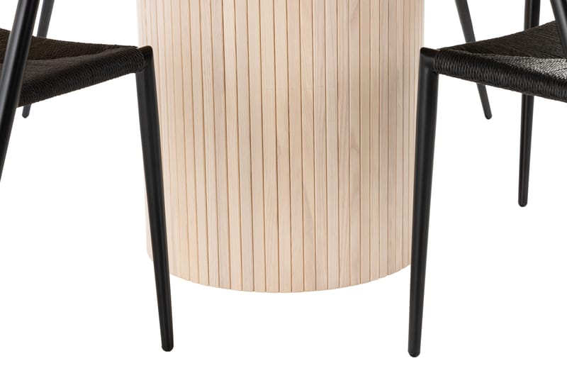 Kopparbo Bord 130 cm Rund Beige + 4 EWALD Stolar Svart - Möbler - Matplats - Matgrupp & matbord med stolar