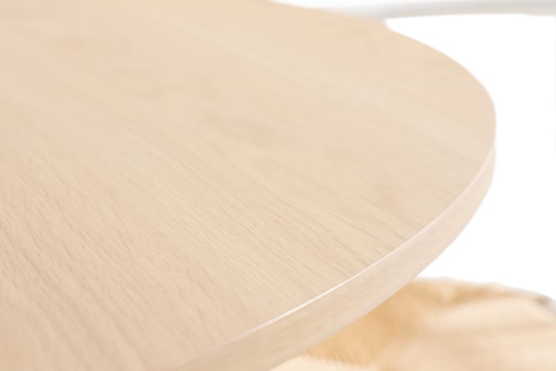 Kopparbo Bord 130 cm Rund Beige + 4 EWALD Stolar Vit - Möbler - Matplats - Matgrupp & matbord med stolar