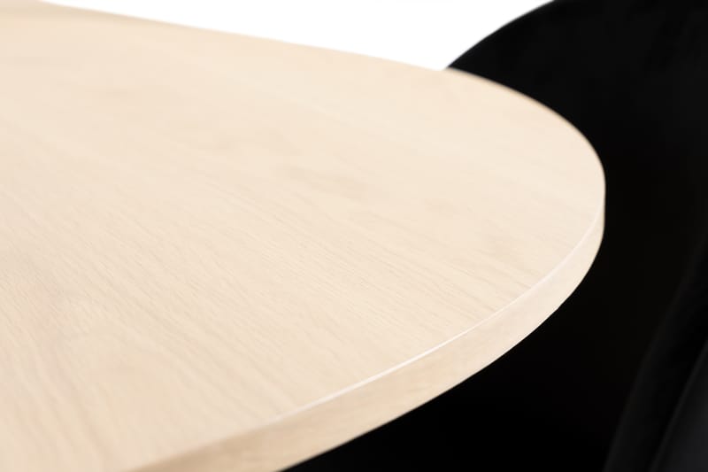 Kopparbo Bord 130 cm Rund Beige + 4 SANDRO Stolar Svart - Möbler - Matplats - Matgrupp & matbord med stolar