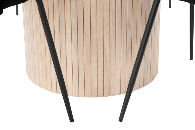 Kopparbo Bord 130 cm Rund Beige + 4 SANDRO Stolar Svart - Möbler - Matplats - Matgrupp & matbord med stolar