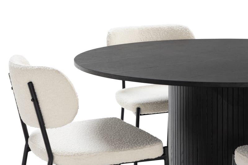 Kopparbo Matbord Runt 130 cm Svart + 4st KARLBERGS Matstol - Möbler - Matplats - Matgrupp & matbord med stolar