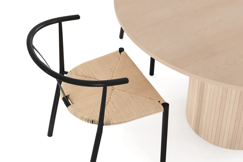 Kopparbo Matgrupp 130 cm Rund inkl 4 Elysia Stolar - Beige/Svart - Möbler - Matplats - Matgrupp & matbord med stolar