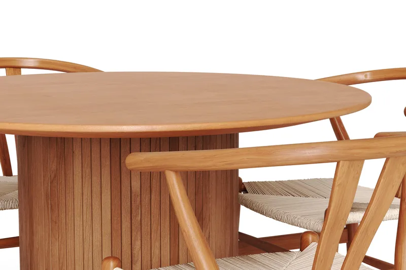 Kopparbo Matgrupp runt 110 cm Ek med 4 Dastoori Matstolar - Ek - Möbler - Matplats - Matgrupp & matbord med stolar