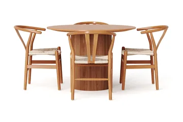 Kopparbo Matgrupp runt 110 cm Ek med 4 Dastoori Matstolar - Ek - Möbler - Matplats - Matgrupp & matbord med stolar