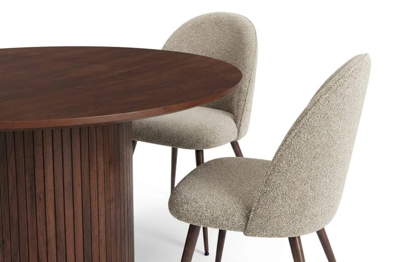 Kopparbo Matgrupp runt 110 cm Valnöt med 4 Nibe Plus Matstolar - Valnöt - Möbler - Matplats - Matgrupp & matbord med stolar