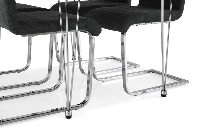 Kronblom Matgrupp 120 cm med 4 Cibus Stol - Vit/Krom/Grå - Möbler - Matplats - Matgrupp & matbord med stolar