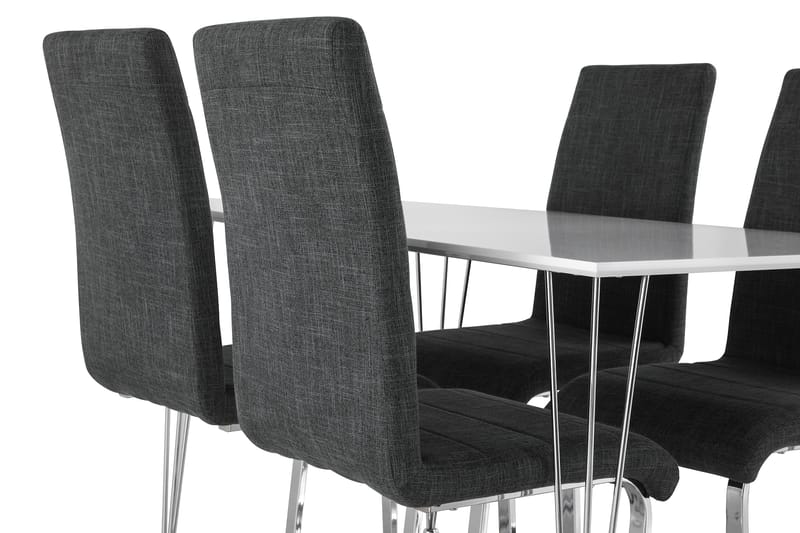 Kronblom Matgrupp 120 cm med 4 Cibus Stol - Vit/Krom/Grå - Möbler - Matplats - Matgrupp & matbord med stolar