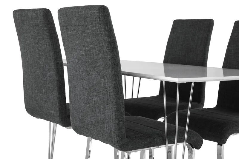 Kronblom Matgrupp 120 cm med 4 Cibus Stol - Vit/Krom/Grå - Möbler - Matplats - Matgrupp & matbord med stolar