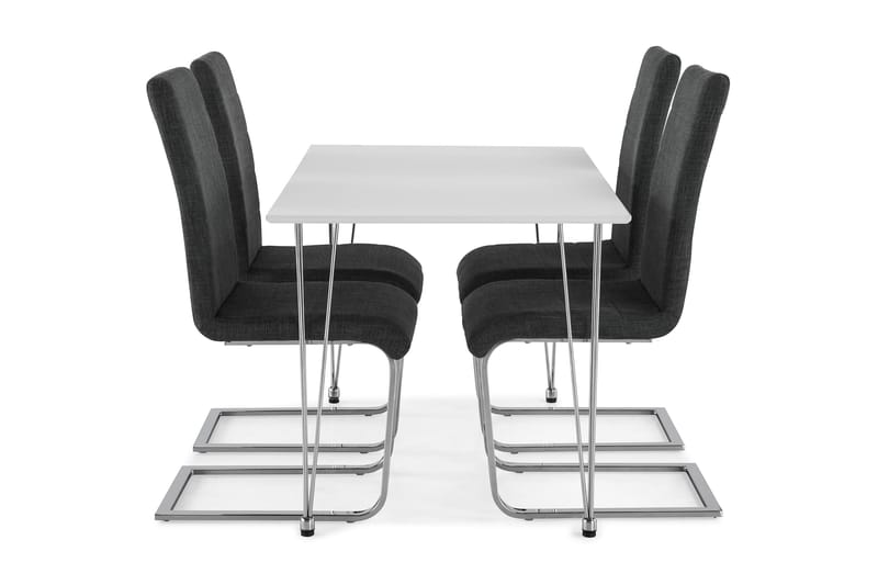 Kronblom Matgrupp 120 cm med 4 Cibus Stol - Vit/Krom/Grå - Möbler - Matplats - Matgrupp & matbord med stolar