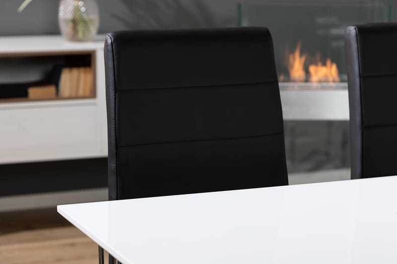 Kronblom Matgrupp 120 cm med 4 Cibus Stol - Vit/Krom/Svart PU - Möbler - Matplats - Matgrupp & matbord med stolar