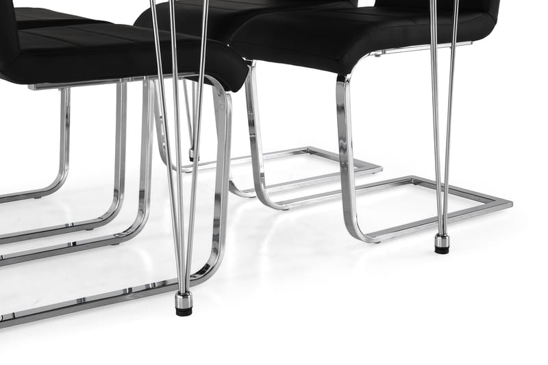 Kronblom Matgrupp 120 cm med 4 Cibus Stol - Vit/Krom/Svart PU - Möbler - Matplats - Matgrupp & matbord med stolar