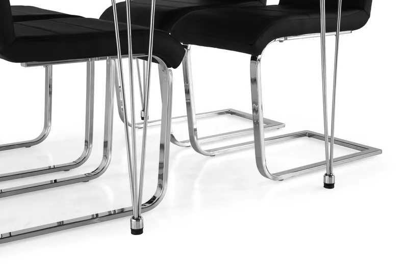 Kronblom Matgrupp 120 cm med 4 Cibus Stol - Vit/Krom/Svart PU - Möbler - Matplats - Matgrupp & matbord med stolar