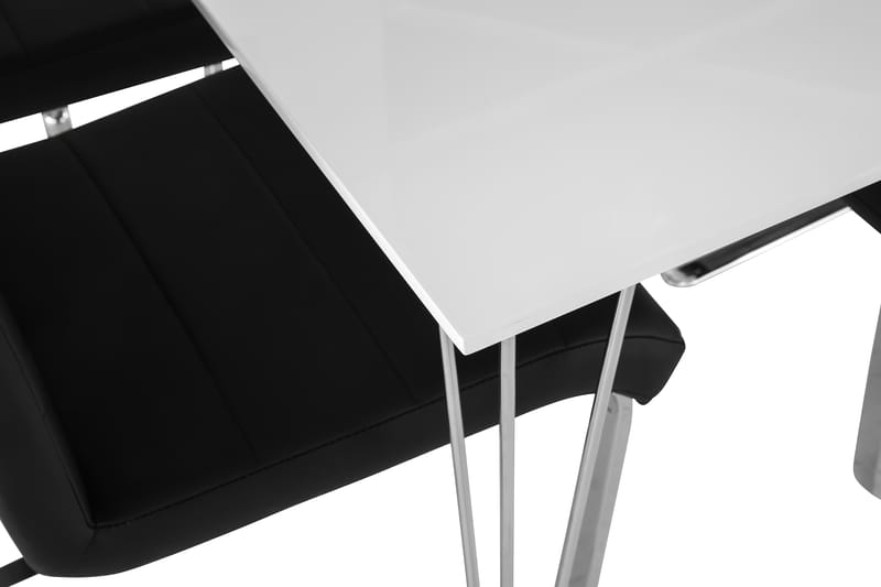 Kronblom Matgrupp 120 cm med 4 Cibus Stol - Vit/Krom/Svart PU - Möbler - Matplats - Matgrupp & matbord med stolar