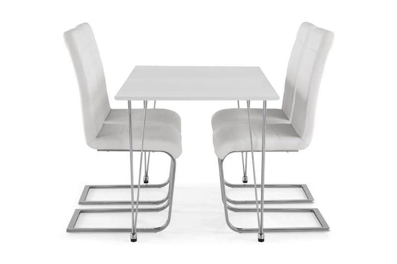 Kronblom Matgrupp 120 cm med 4 Cibus Stol - Vit/Krom/Vit PU - Möbler - Matplats - Matgrupp & matbord med stolar