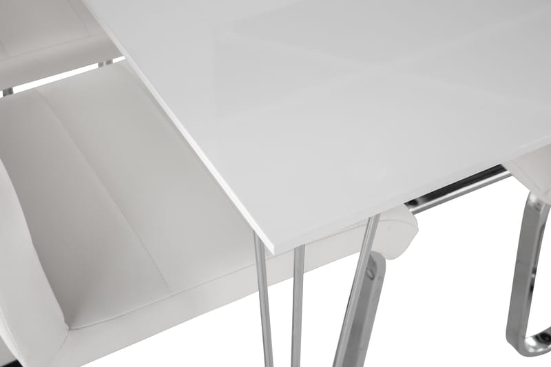 Kronblom Matgrupp 120 cm med 4 Cibus Stol - Vit/Krom/Vit PU - Möbler - Matplats - Matgrupp & matbord med stolar