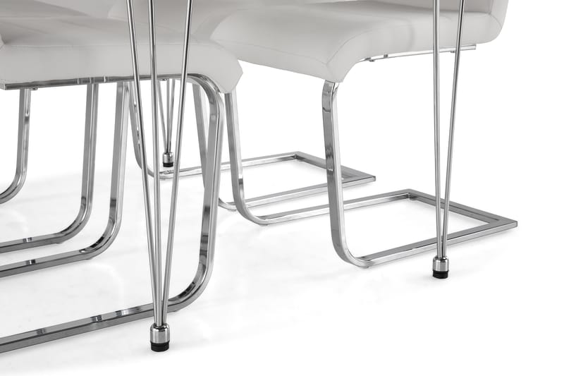 Kronblom Matgrupp 120 cm med 4 Cibus Stol - Vit/Krom/Vit PU - Möbler - Matplats - Matgrupp & matbord med stolar