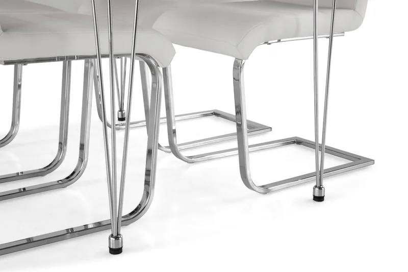 Kronblom Matgrupp 120 cm med 4 Cibus Stol - Vit/Krom/Vit PU - Möbler - Matplats - Matgrupp & matbord med stolar