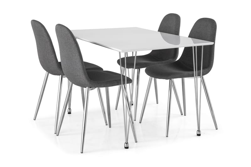 KRONOBERG Bord 120 + 4 NIKOLAS Stol Vit/Svart - Matgrupp & matbord med stolar