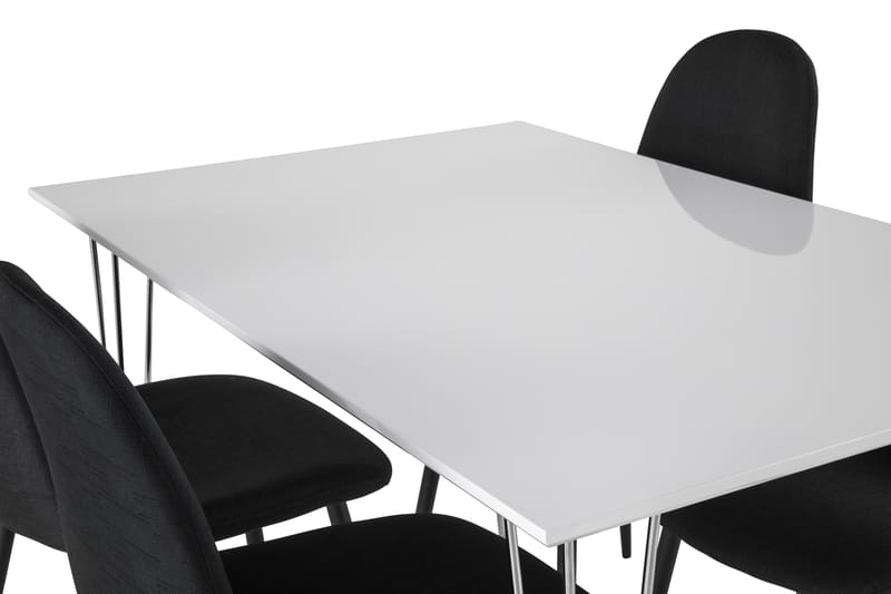 KRONOBERG Bord 120 + 4 NIKOLAS Stol Vit/Svart - Matgrupp & matbord med stolar