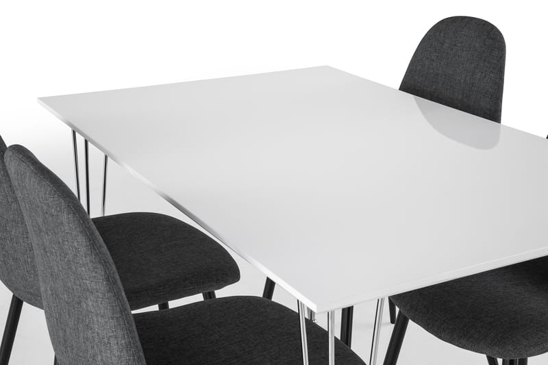 KRONOBERG Bord 120 + 4 NIKOLAS Stol Vit/Svart/Grå - Matgrupp & matbord med stolar