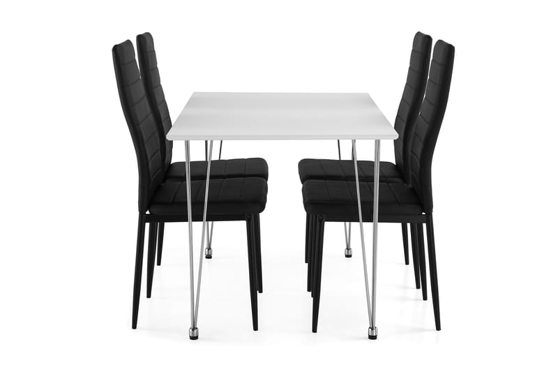 KRONOBERG Bord 120 + 4 TEKLA Stol Vit/Svart - Matgrupp & matbord med stolar