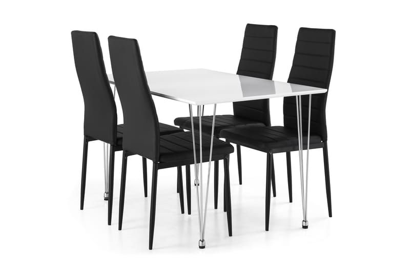 KRONOBERG Bord 120 + 4 TEKLA Stol Vit/Svart - Matgrupp & matbord med stolar