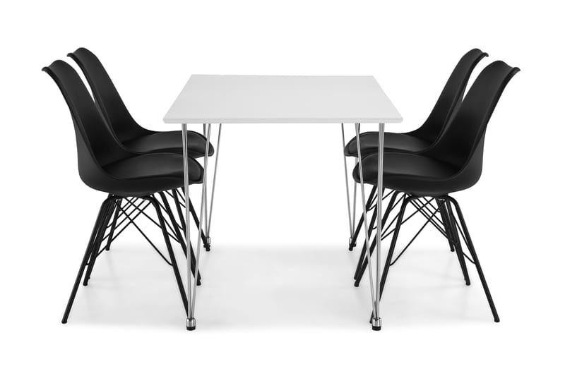 KRONOBERG Bord 120 + 4 ZENIT Stol Vit/Svart - Möbler - Matplats - Matgrupp & matbord med stolar