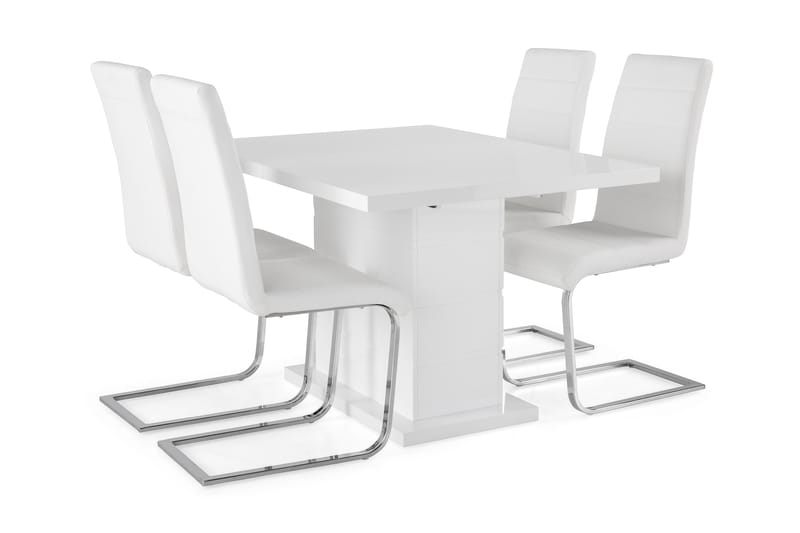 KULMBACH Bord Förlängningsbar 120 + 4 SALA Stol Vit - Möbler - Matplats - Matgrupp & matbord med stolar