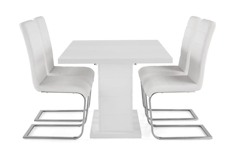 KULMBACH Bord Förlängningsbar 120 + 4 SALA Stol Vit - Möbler - Matplats - Matgrupp & matbord med stolar