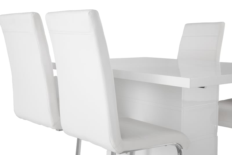 KULMBACH Bord Förlängningsbar 120 + 4 SALA Stol Vit - Matgrupp & matbord med stolar